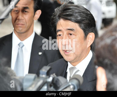 August 15, 2012, Tokyo, Japan - Japan's Former Prime Minister, Shinzo Abe visits Yasukuni Shrine to pay his respects for the war dead on August 15, 2012 in Tokyo, Japan. (Photo by AFLO) Stock Photo