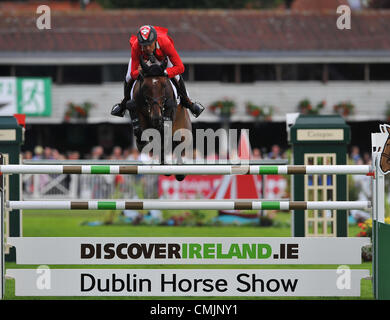 17.08.2012. Dubln, Ireland.  Switzerland's Pius Schwizer on Verdi Iii in action during the FEI Nations Cup 2012  at the Royal Dublin Society, Dublin, Ireland. Stock Photo