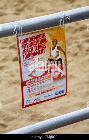 Boscombe Beach, Bournemouth, UK. Saturday 18th August, 2012. Beach Tennis UK are holding the first International Beach Tennis Tournament of their tour on Boscombe Beach over the weekend 18th and 19th August Stock Photo