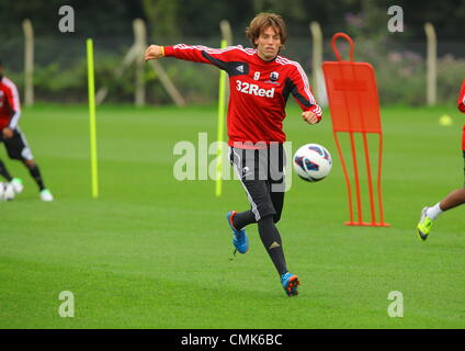 Pictured: Michu. Tuesday 21 August 2012  Re: Barclay's Premier League side Swansea City Football Club training at Llandarcy, south Wales, UK. Stock Photo