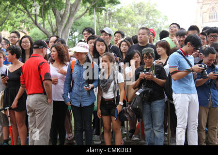 Sydney, Australia. 2 November 2013. People wait in Hyde Park for the start of the Sydney Zombie Walk. Copyright Credit:  2013 Richard Milnes/Alamy Live News. Stock Photo