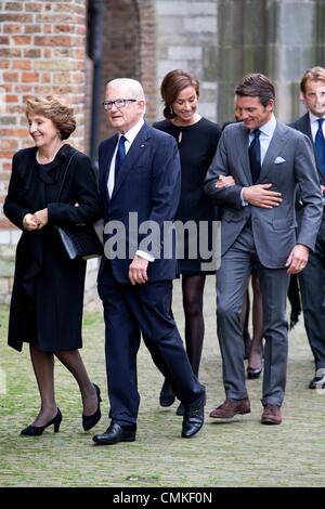 Delft, The Netherlands, for the memorial of Prince Friso. 02nd Nov, 2013. Dutch Princess Margriet (L-R), Pieter van Vollenhoven, and Princess Marilene and Prince Maurits arrive at the Old Church in Delft, The Netherlands, for the memorial of Prince Friso, 02 November 2013. Prince Friso suffered severe brain damage in February 2012 after the skiing accident in the Austrian ski resort of Lech. He died aged 44 on 12 August 2013. Photo: Patrick van Katwijk / NETHERLANDS AND FRANCE OUT/dpa/Alamy Live News Stock Photo