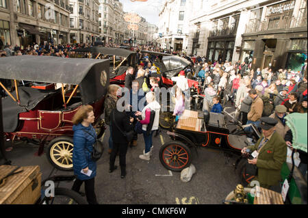 London, UK. 2nd Nov, 2013. Vintage cars go on show on Regent Street ahead of the annual 'London to Brighton Veteran Car Run' on November 03, 2013 organised by the Royal Automobile Club. The Royal Automobile Club's 60 mile drive from the capital to the south coast is the longest running motoring event in the world, and attracts entrants from across the globe. Credit:  Action Plus Sports/Alamy Live News Stock Photo