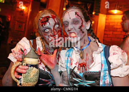 London, UK. 2nd November 2013. Participants dressed up as Zombies for the London Zombie Walk 2013, London, England celebrating Halloween and all things Zombie Credit:  Paul Brown/Alamy Live News Stock Photo