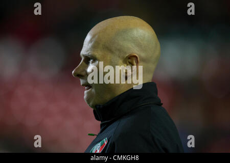 Leicester, UK. 2nd November 2013. Leicester Tigers coach Paul Burke before the Aviva Premiership match between Leicester Tigers and Harlequins played at Welford Road, Leicester on Saturday 2 November 2013. Credit: Graham Wilson / Pipeline Images/ Alamy Live News
