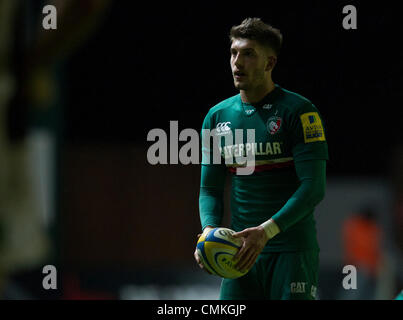 Leicester, UK. 2nd November 2013. Owen WILLIAMS (Leicester Tigers). Action from the Aviva Premiership match between Leicester Tigers and Harlequins played at Welford Road, Leicester on Saturday 2 November 2013. Credit: Graham Wilson / Pipeline Images/ Alamy Live News