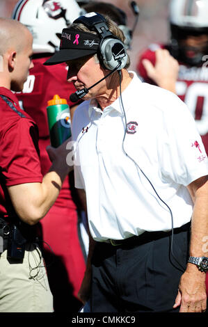 Columbia, South Carolina, USA. 2nd Nov, 2013. November 02, 2013 - Columbia, South Carolina, USA -.South Carolina Head Coach Steve Spurrier during the NCAA Football game between the Mississippi State Bulldogs and the University of South Carolina Gamecocks at Williams-Bryce Stadium in Columbia, South Carolina Credit:  csm/Alamy Live News Stock Photo