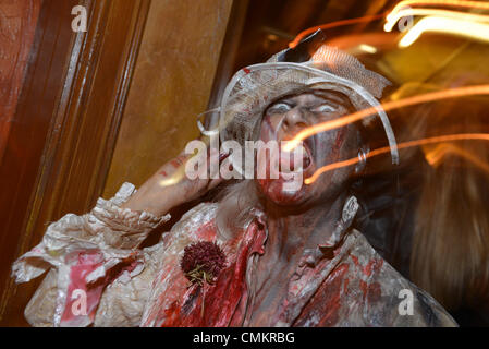 London, UK. 2nd Nov, 2013. Waxy O' Connor's, a pub in London, was the meeting point for the London Zombie Walk VII. Dozens of people gathered at the pub before lurking in the day light. Credit:  See Li/Alamy Live News Stock Photo