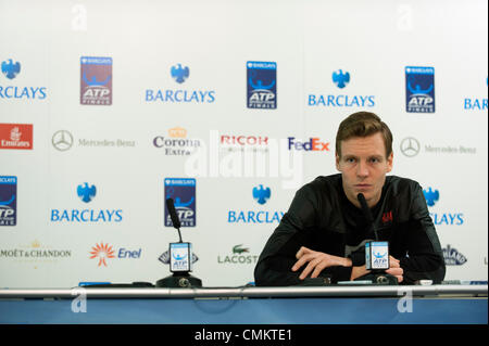 The O2, London, UK. 3rd Nov, 2013. Tomas Berdych at the pre-tournament press conference for the Barclays ATP World Tour Finals from 4-11 November 2013 Credit:  Malcolm Park editorial/Alamy Live News