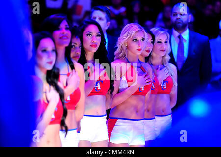 Los Angeles, CA, USA. 4th Nov, 2013. Los Angeles Clippers Cheerleaders before the NBA Basketball game between the Houston Rockets and the Los Angeles Clippers at Staples Center in Los Angeles, California.Louis Lopez/CSM/Alamy Live News Stock Photo