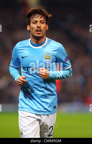 Manchester, UK. 05th Nov, 2013. A profile of David Silva of Manchester City during the Champions League group D game between Manchester City and CSKA Moscow from the City of Manchester Stadium. Credit:  Action Plus Sports/Alamy Live News Stock Photo