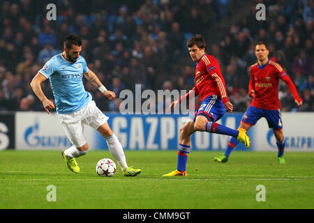 Manchester, UK. 05th Nov, 2013. &#xc1;lvaro Negredo of Manchester City in action during the Champions League group D game between Manchester City and CSKA Moscow from the City of Manchester Stadium. Credit:  Action Plus Sports/Alamy Live News Stock Photo