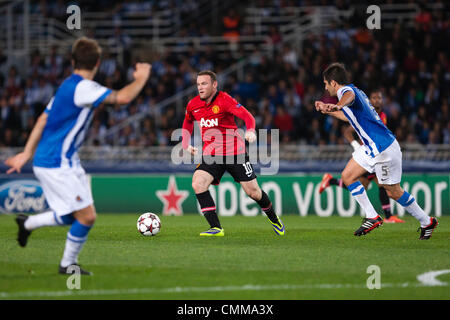 San Sebastian, Spain. 05th Nov, 2013. Wayne Rooney, Manchester United striker, during the Champions League group A game between Real San Sebastian and Manchester United from the Anoeta Stadium. Credit:  Action Plus Sports/Alamy Live News Stock Photo