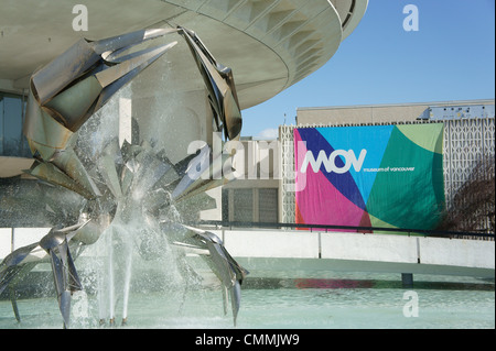 The metal Haida crab sculpture and H.R. MacMillan Space Cenre Ppanetarium and Museum of Vancouver in Vanier Park, Vancouver, British Columbia, Canada Stock Photo