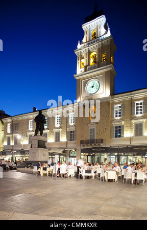 Piazza Garibaldi and Palazzo Del Govenatore at dusk, Parma, Emilia Romagna, Italy, Europe Stock Photo