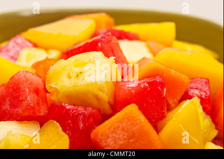 One bowl of Mixed tropical fruit salad close up Stock Photo