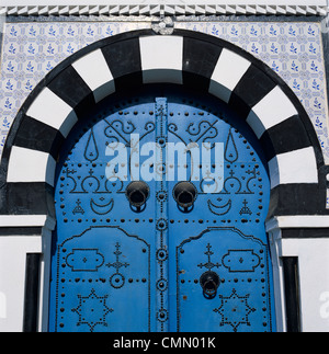 Traditional Tunisian doorway, Sidi Bou Said, Tunisia, North Africa, Africa Stock Photo