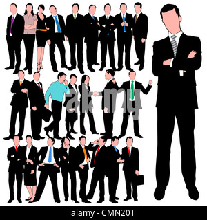 set of male silhouettes isolated on white background, 2d illustration ...
