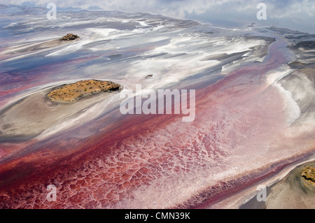 Aerial view of Lake Natron a soda lake of variable extent in the north of Tanzania Stock Photo