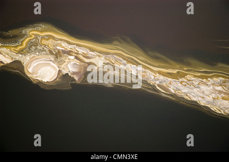 Lake Natron, floating plankton forms beautiful and abstract patterns on the lake surface Tanzania Stock Photo