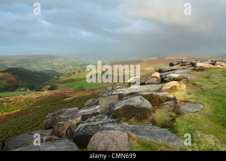 Horizontal Photo of early morning at Higger Tor in the Peak District National Park Stock Photo