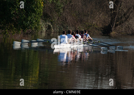 Rowers on the river Cam near Cambridge, England. Stock Photo