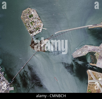 aerial photograph of San Francisco Oakland Bay Bridge Stock Photo