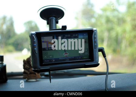 SATNAV device in car Stock Photo