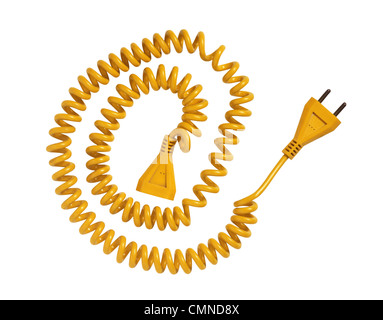 Orange electric plug isolated on white background Stock Photo