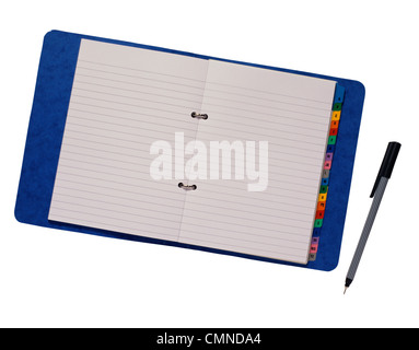 Pen on opened business diary at white background Stock Photo