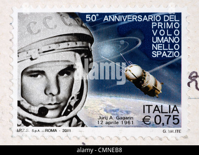 Italian Yuri Gagarin commemorative postage stamp Stock Photo