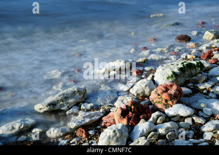 Rocks on Hunstanton Beach, Norfolk, England, UK Stock Photo