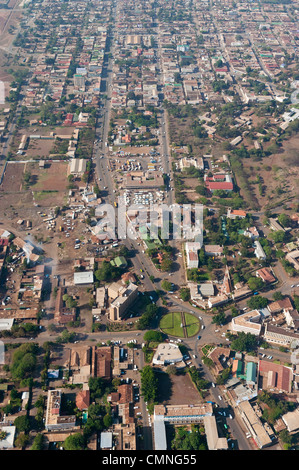 Kilimanjaro and Moshi Town center, aerial view, Tanzania Stock Photo ...