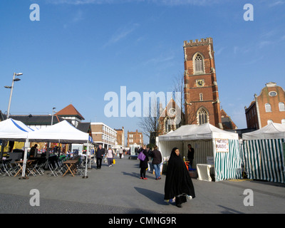 united kingdom west london acton st mary's church and acton weekly market Stock Photo