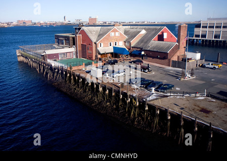 View of the coastline from the International Contemporary Art Museum in Boston at sunset time Stock Photo