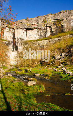 The limestone cliff at Malham Cove in the Yorkshire Dales National Park England Stock Photo