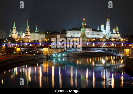 New Years Kremlin - the Kremlin lights up in Moscow for New Years Eve 2011 Stock Photo