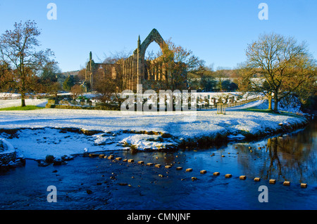 Winter at Bolton Abbey, beside the River Wharfe, North Yorkshire Stock Photo