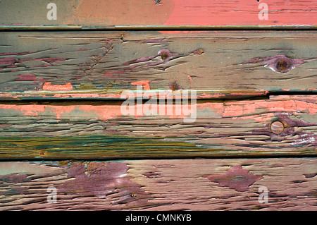 Abstract detail of the side of a wooden train carriage Stock Photo