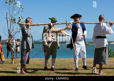 Re-enactment of Captain Cook's landing at Cooktown.  Cooktown, Queensland, Australia Stock Photo