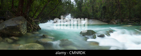 Josephine Falls - a popular freshwater swimming hole in Wooroonooran National Park. Innisfail, Queensland, Australia Stock Photo