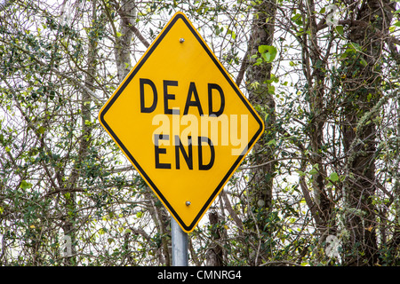 Dead End Sign on country road in rural Texas. Stock Photo