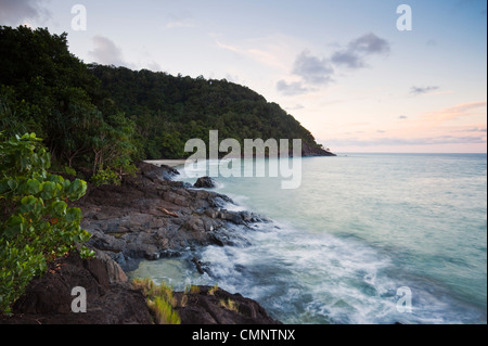 View along Noah Beach at dawn. Daintree National Park, Queensland, Australia Stock Photo