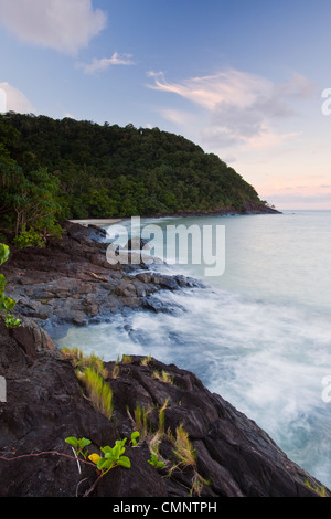 View along Noah Beach at dawn. Daintree National Park, Queensland, Australia Stock Photo