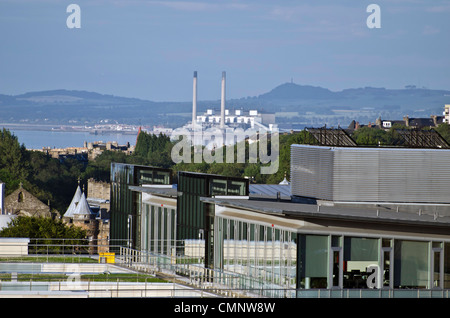 Looking towards Cockenzie power station from North Bridge, Edinburgh, Scotland. Stock Photo