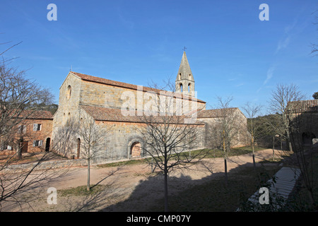 General view of Le Thoronet Abbey  ( L'abbaye du Thoronet) in Var, France . 13th C Cistercian abbey Stock Photo