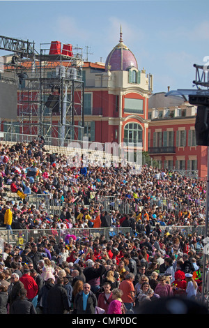 Carnaval de Nice 2012. crowd during Carnival parade. 124311 Nice Carnival Stock Photo