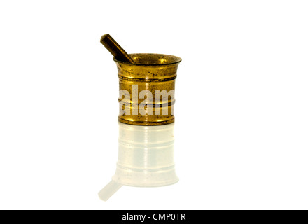 old antique used copper mortar Stock Photo