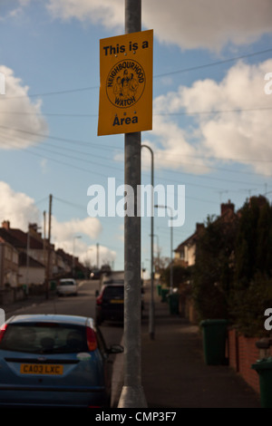 neighbourhood watch area sign on lampost. Stock Photo