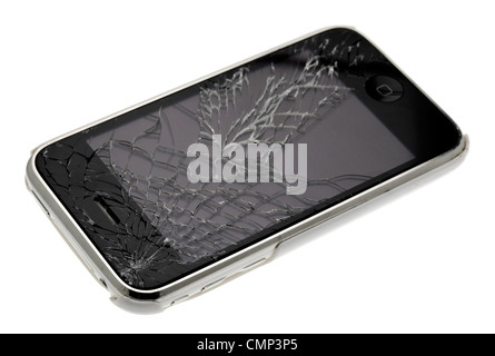 Apple Iphone 3GS Smartphone with a Broken Screen. Stock Photo